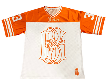 "Brave" Orange & White Mesh Football Jersey