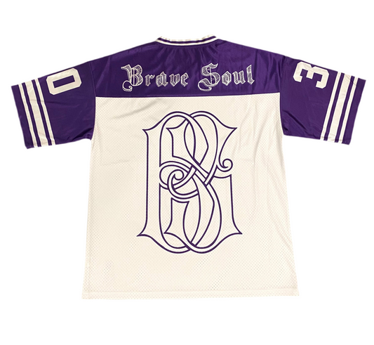"Brave" Purple & White Mesh Football Jersey