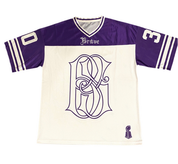"Brave" Purple & White Mesh Football Jersey