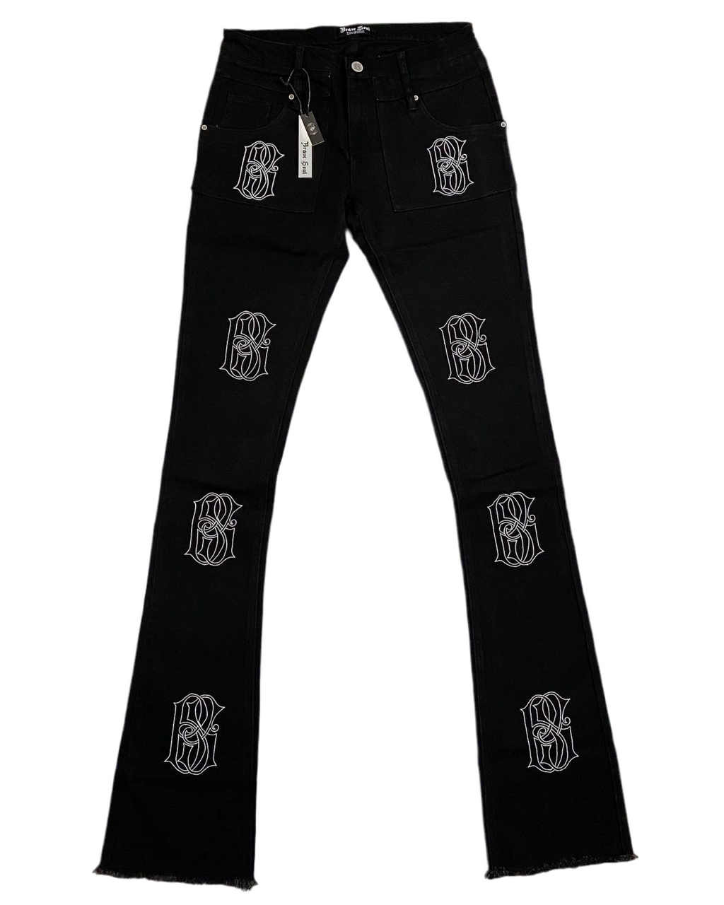 “BS” Embroidered Stacked Denim V01