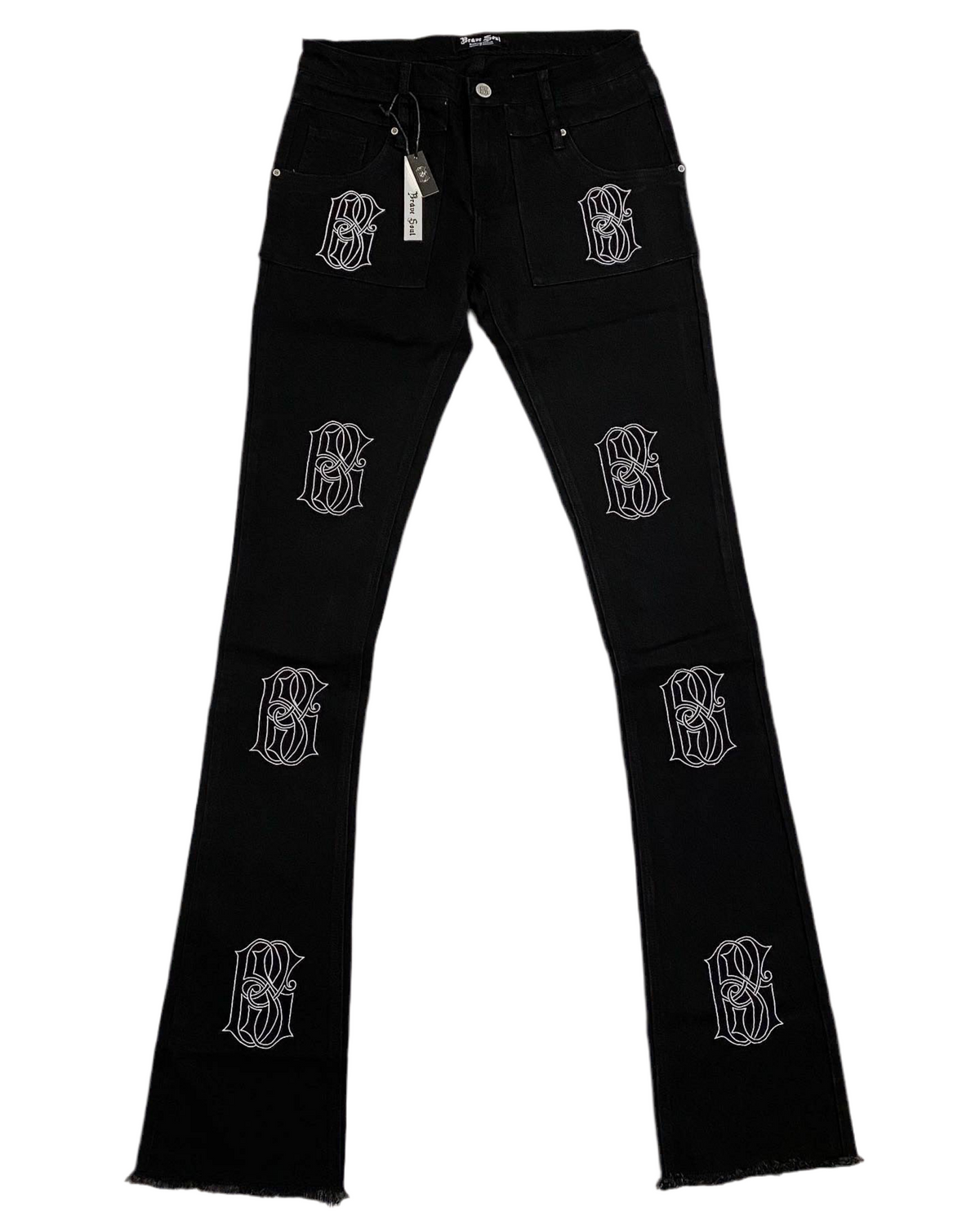 “BS” Embroidered Stacked Denim V01