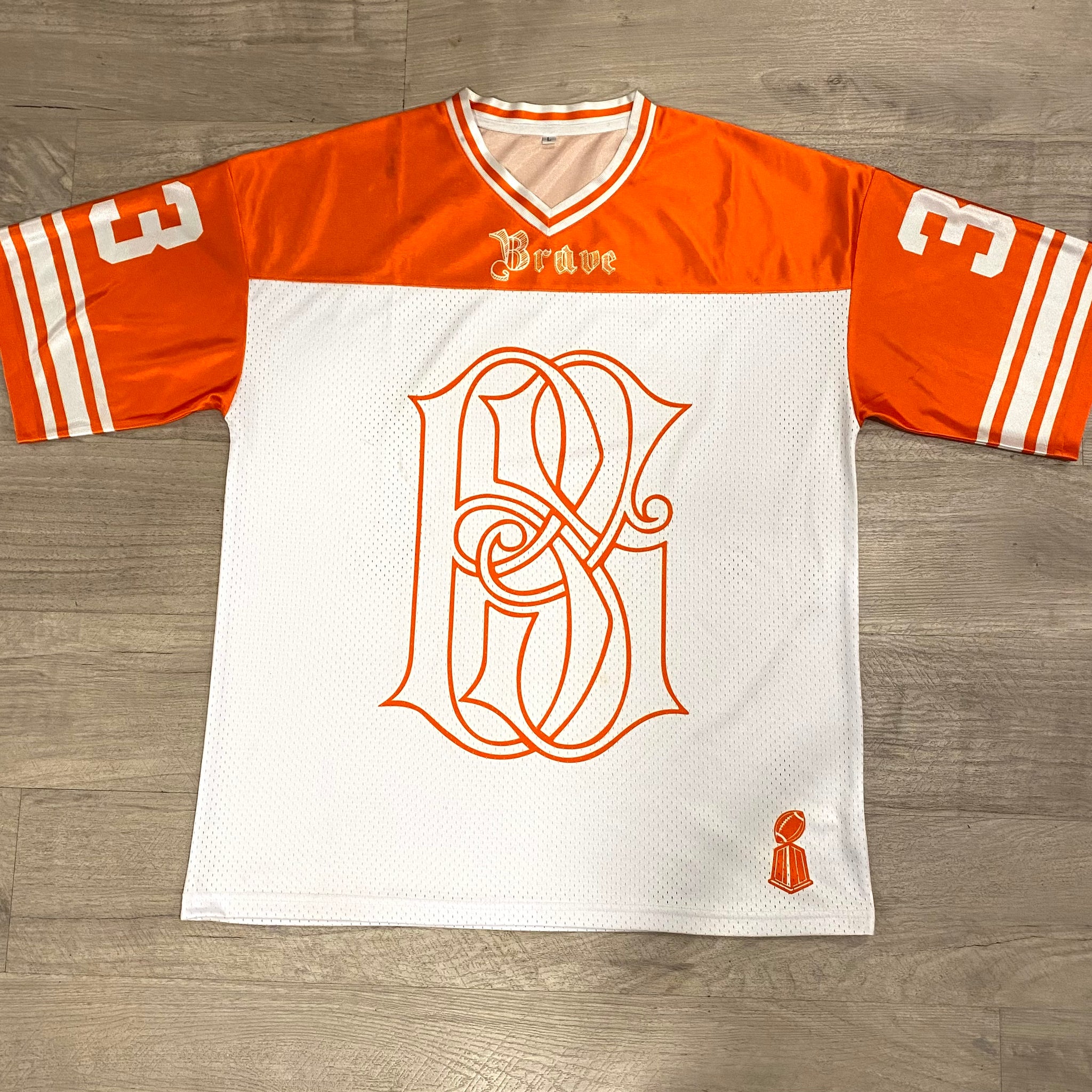 Brave Soul Orange & White Mesh Football Jersey
