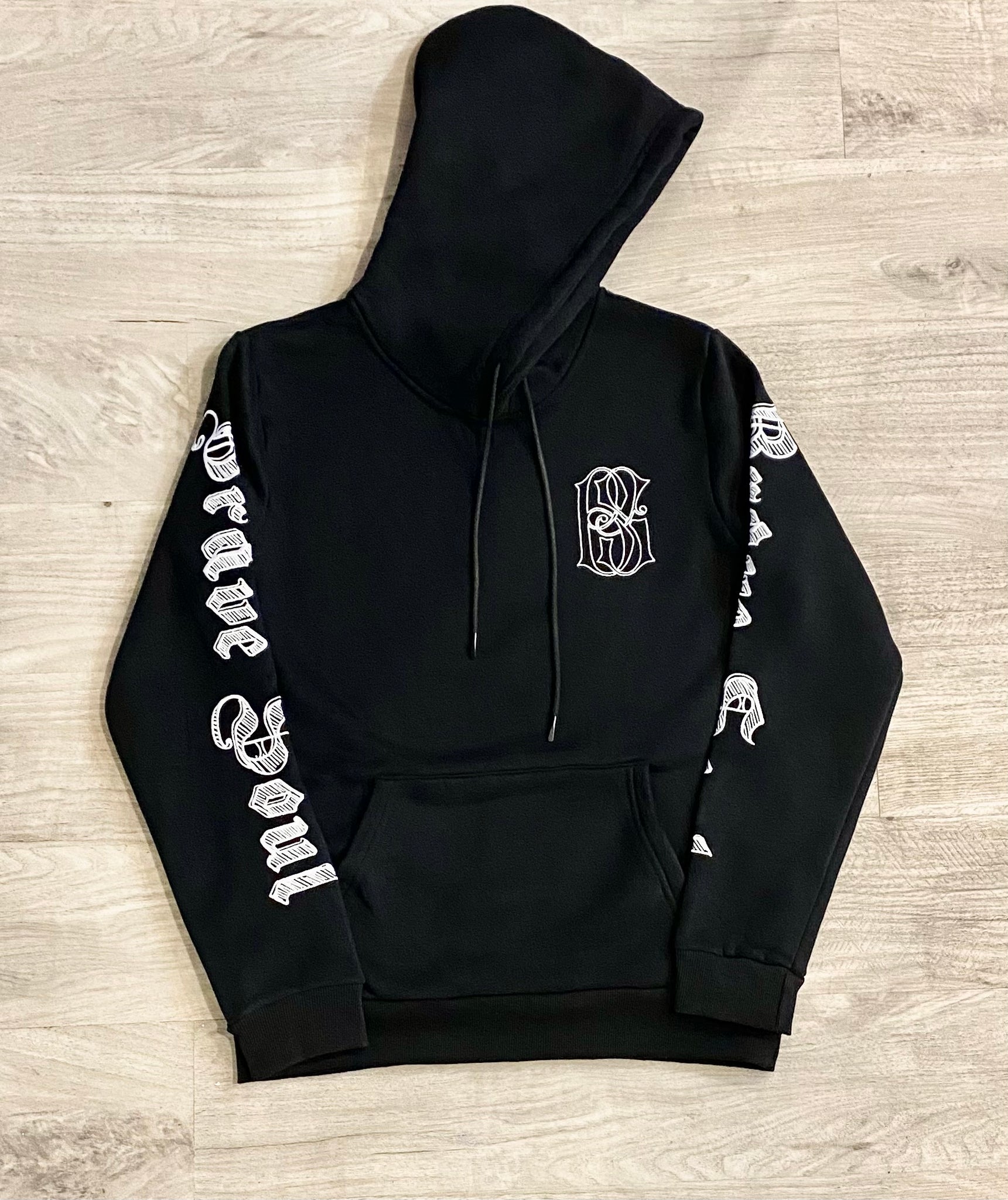 Brave Soul Hoodie & Flared Sweatpants (Black/White
