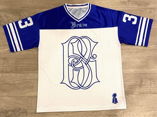Brave Soul Blue & White Mesh Football Jersey