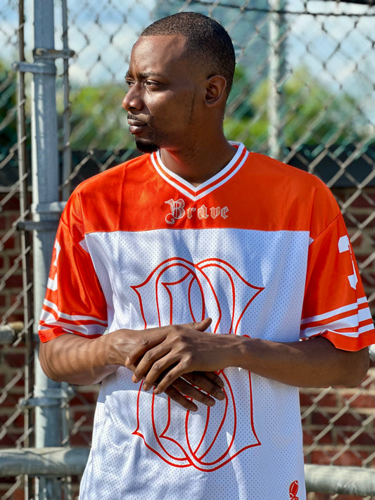 Brave Soul Orange & White Mesh Football Jersey