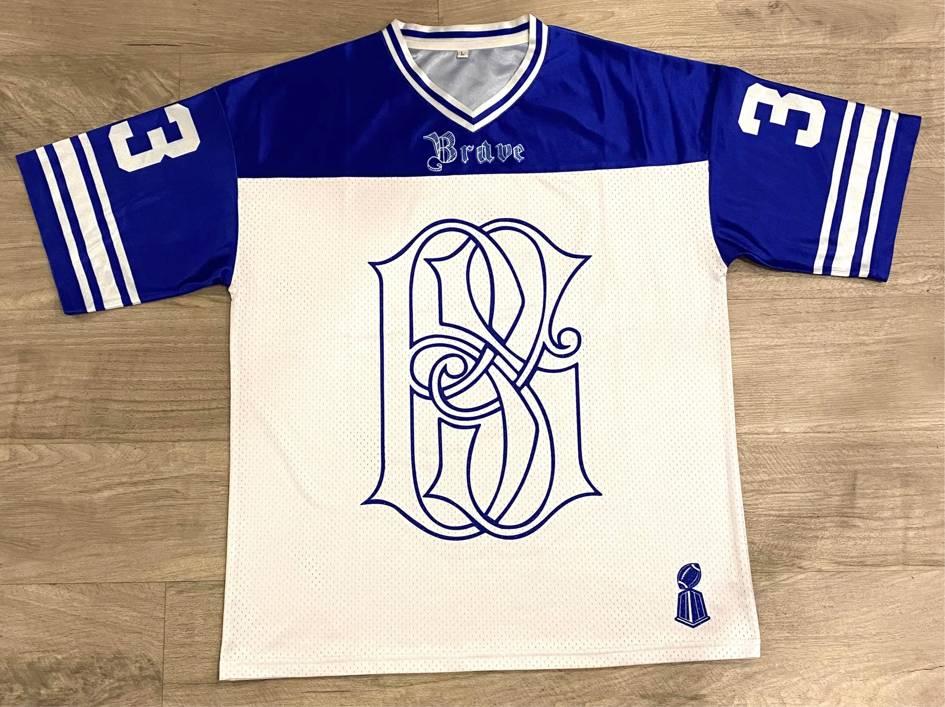 Brave Soul Blue & White Mesh Football Jersey